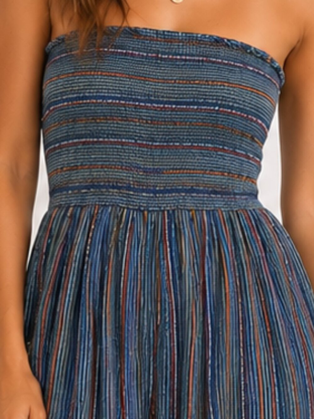 URBAN OUTFITTERS Rambaugh Striped Strapless Smocked Tube Jumpsuit Sz S - Picture 2 of 8